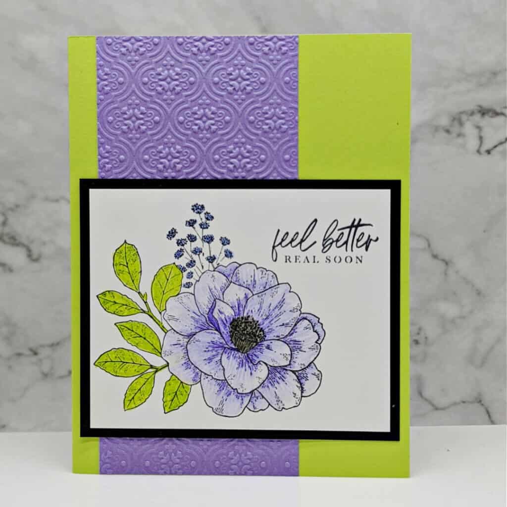Handmade Get Well Greeting Card 1 handmade get well card featuring a purple rose