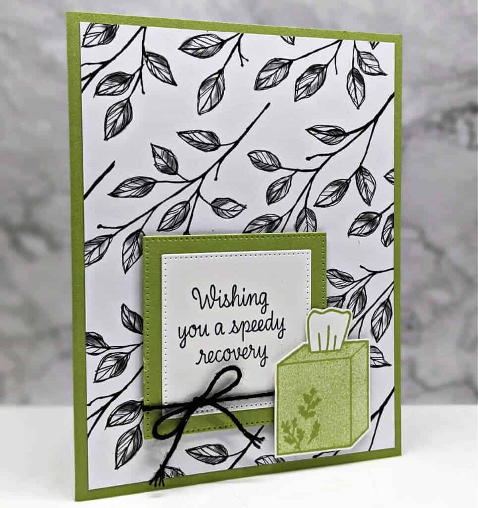 Simple Get Well Greeting Card 1 handmade get well card featuring leaves and a kleenex box