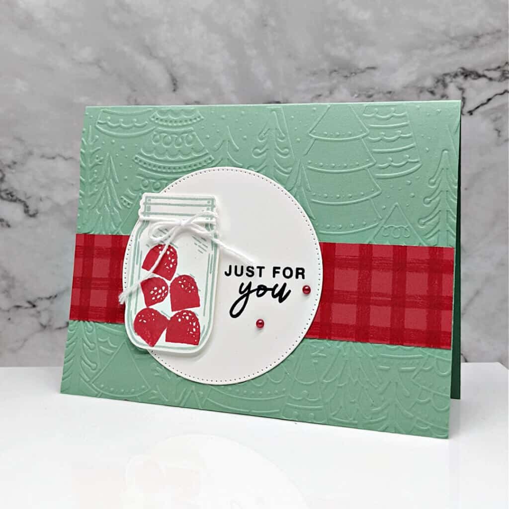 Whimsical Christmas Card For A Friend 1 Handmade Christmas Card featuring gumdrops in a jar
