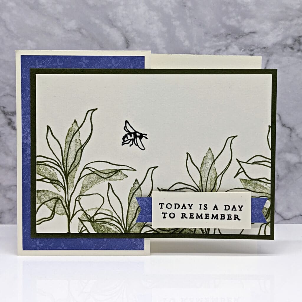 handmade greeting card floral with a bee