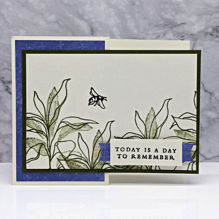 handmade greeting card floral with a bee