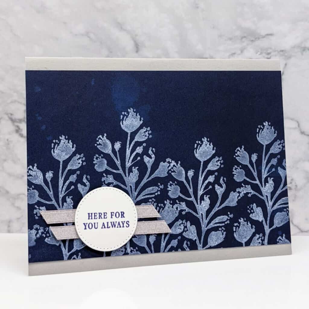 5-Minute Card for a Friend 1 handmade greeting card featuring flowers in navy and tans