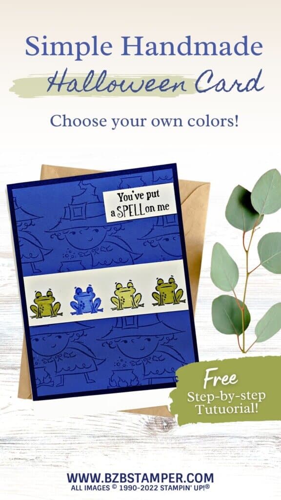 Handmade Halloween Card using Best Witches Stamp Set 15 handmade Halloween card featuring frogs in purple and green
