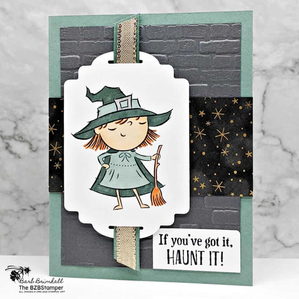 Bright and Trendy Halloween Card 2 092622 stampin up best witches green