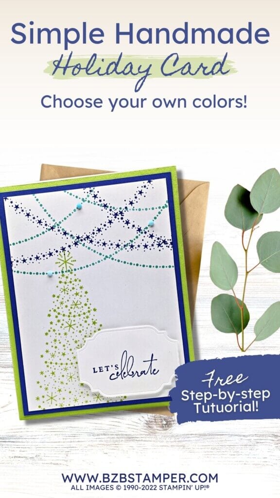 Christmas Card using the Christmas Lights Stamp Set 19 Christmas Lights Stamp Set handmade card with garland and a tree