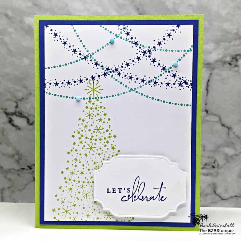 Christmas Card using the Christmas Lights Stamp Set 3 DIY Christmas Card featuring the Christmas Lights Stamp Set in blue & green