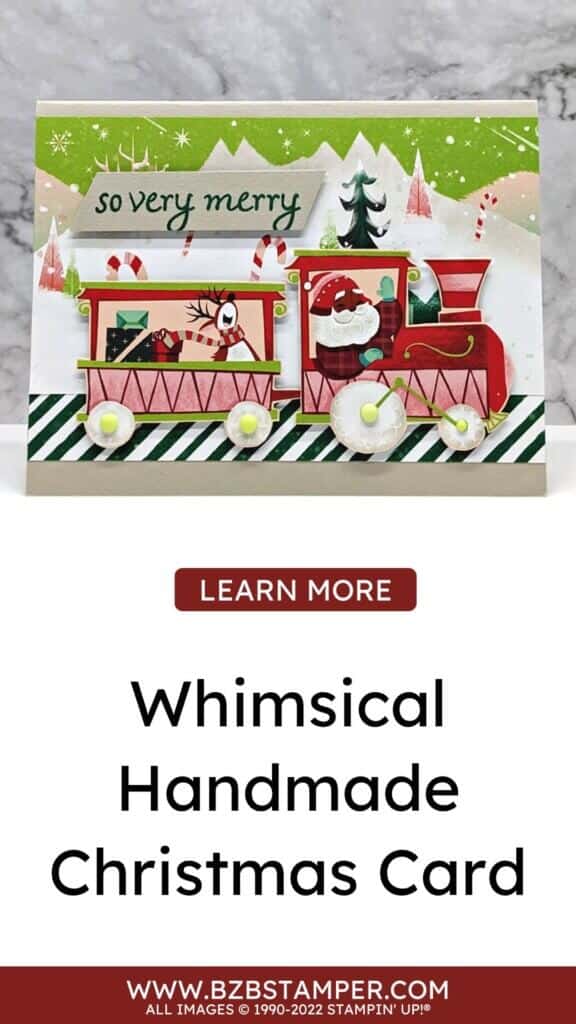 Whimsical Handmade Christmas Card 1 Whimsical Handmade Christmas Card with paper featuring Santa and a Train