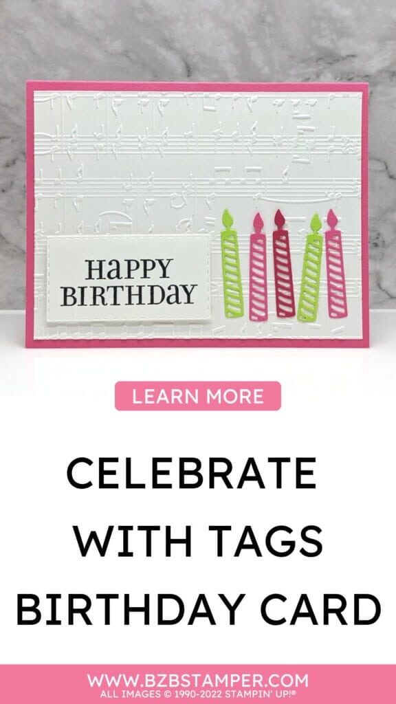 Celebrate With Tags Birthday Card 1 Celebrate With Tags Birthday Card with pink and green candles