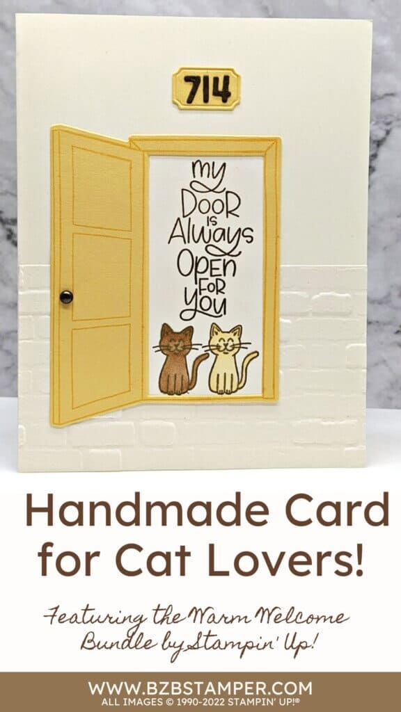 Warm Welcome Bundle 1 Warm Welcome Bundle vanilla and yellow card with cats in the doorway