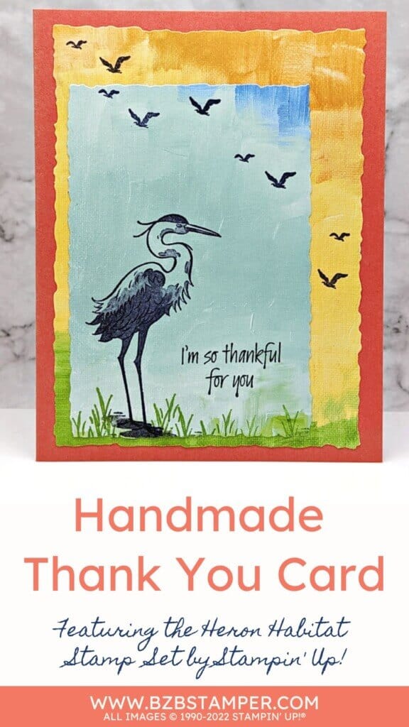 Thank You Card featuring Pretty Patterned Paper 1 Thank You Card featuring Pretty Patterned Paper and birds including a Heron