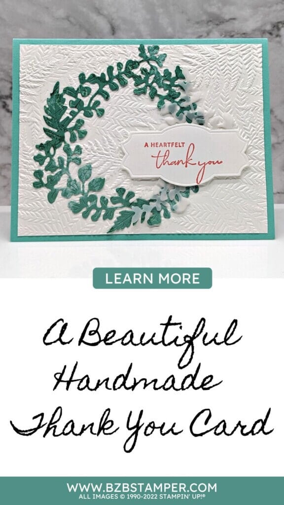 A Beautiful Handmade Thank You Card 1 Beautiful Handmade Thank You Card in green and blue with fern wreath