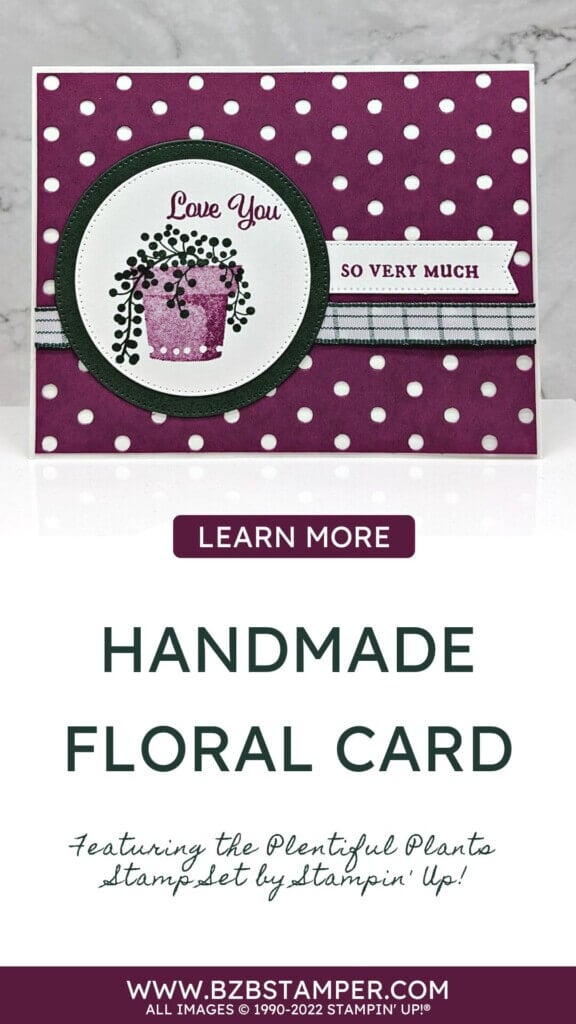 Floral Card using the Plentiful Plants Stamp Set 1 Handmade Floral Card using the Plentiful Plants Stamp Set by Stampin' Up! in purple and green.
