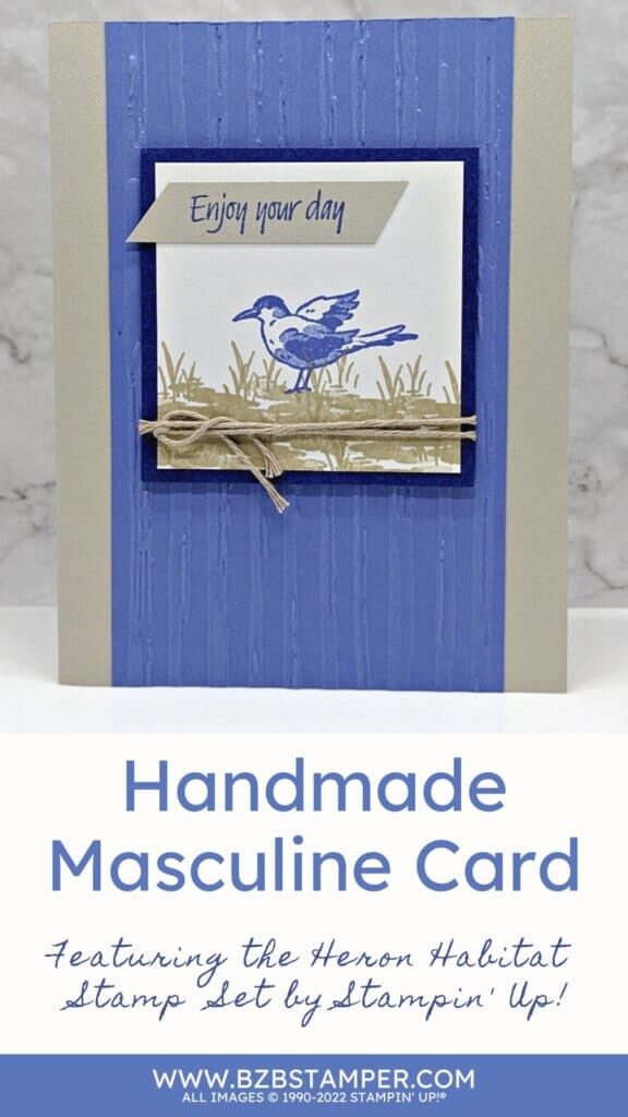 Heron Habitat Masculine Card 1 Heron Habitat Masculine Card. in blue and tan