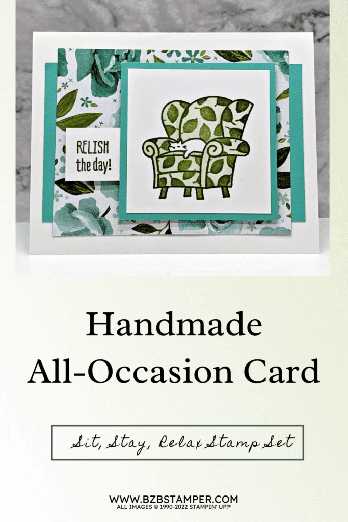 Sit Stay Relax Stamp Set by Stampin' Up! 1 Floral greeting card with cat in a chair using the Sit Stay Relax stamp set by Stampin' Up!