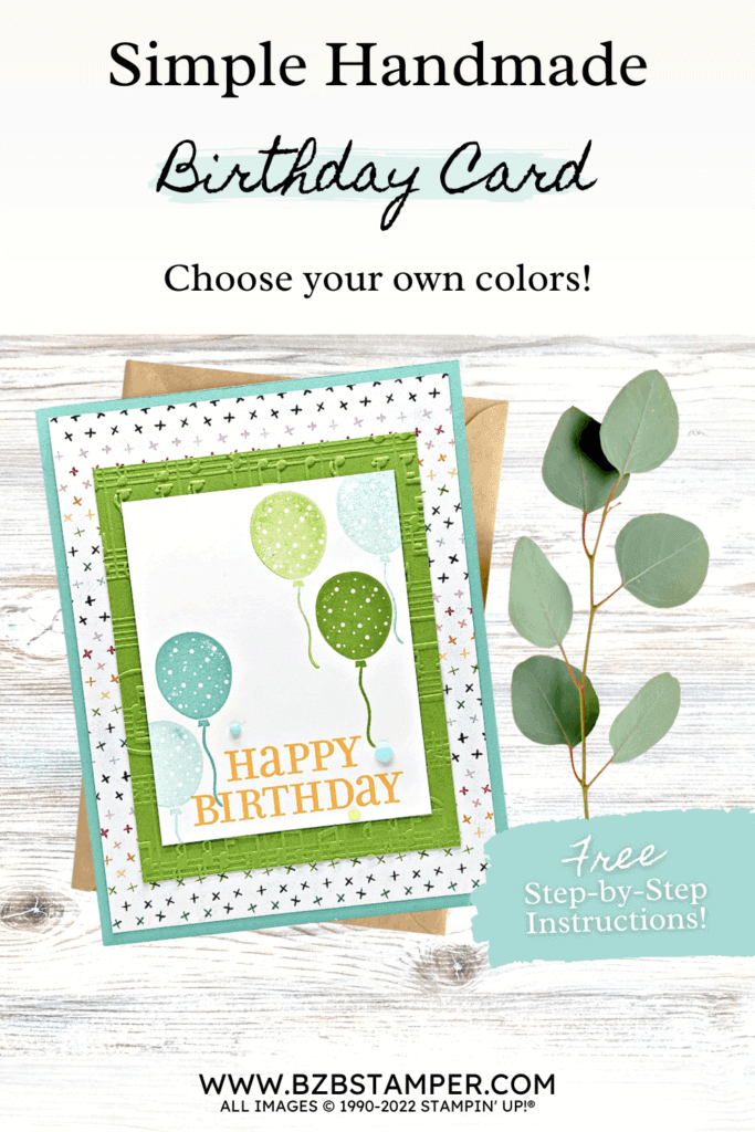 Celebrate with Tags Happy Birthday Card 18 Handmade happy birthday card with blue and green balloons, using Stampin' Up! products