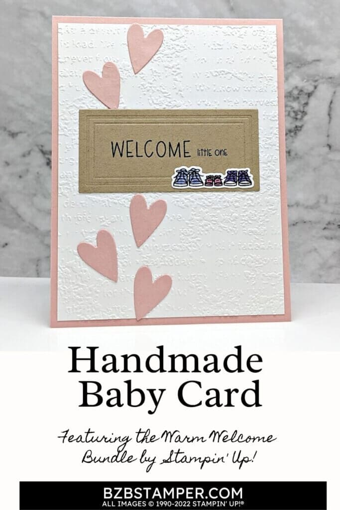 Handmade Baby Card 1 Handmade baby card with pink hearts and shoes