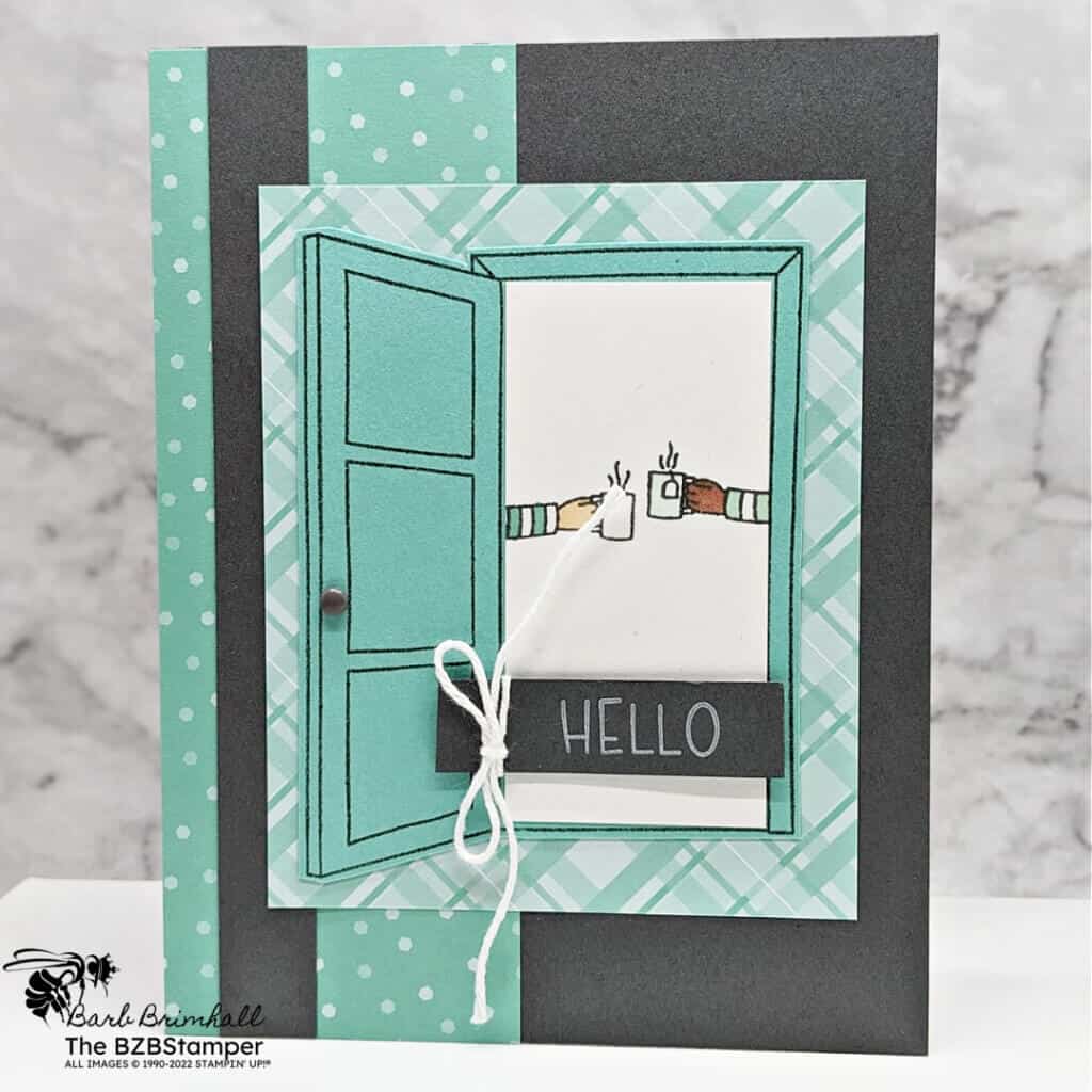 Warm Welcome Bundle by Stampin' Up! 3 Handmade card featuring friends saying hello in a door frame using products by Stampin' Up!