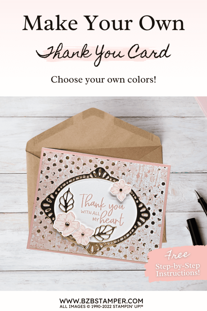 Stampin' Up! Framed Florets Bundle 16 Handmade thank you greeting card in pinks and gold. Made using Stampin' Up! products.