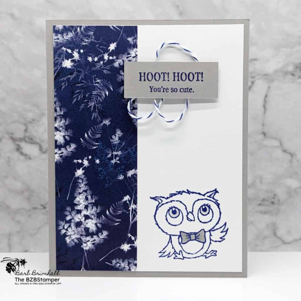 Adorable Owls Thinking of You Card 2 Adorable Owls Card in Navy, Granite and White