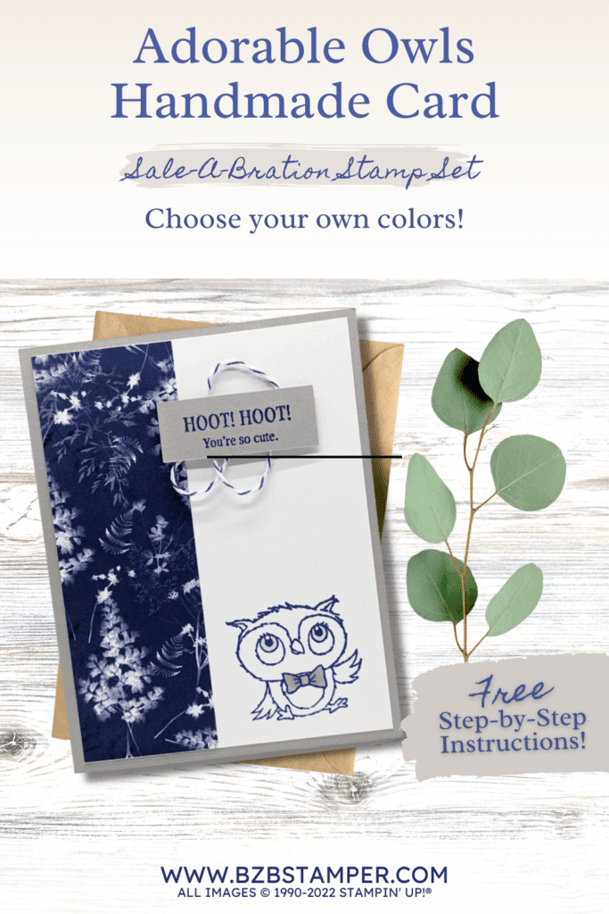 Adorable Owls Thinking of You Card 14 Adorable Owl Card in Granite, Navy Blue and White