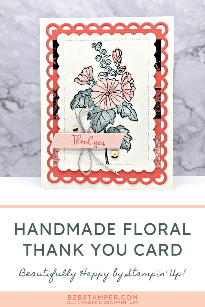 Beautiful Floral Handmade Thank You Card 1 010423 stampin up beautifully happy thank you pin1