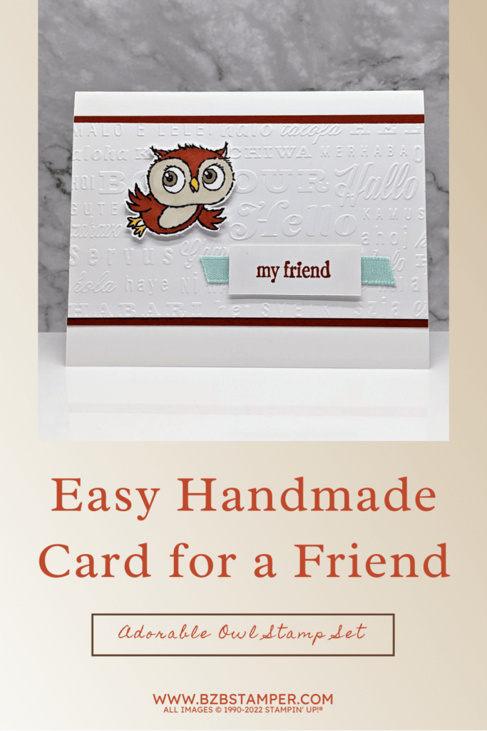 DIY Card featuring the Adorable Owls Stamp Set 1 010623 stampin up adorable owls hello friend pin1