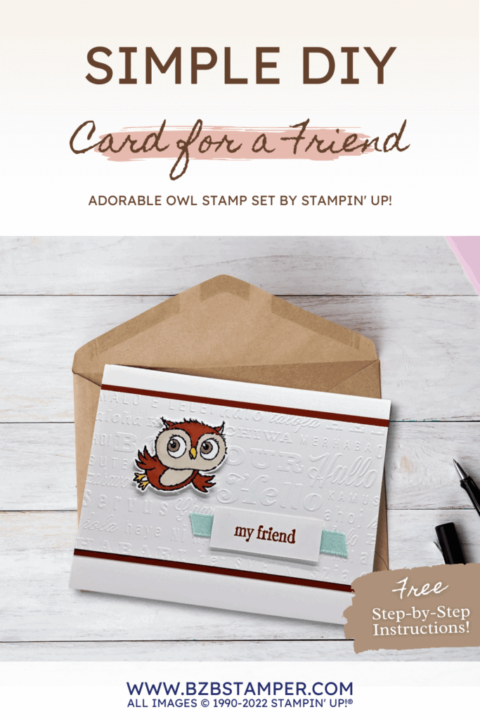 DIY Card featuring the Adorable Owls Stamp Set 19 010623 stampin up adorable owls hello friend pin223 beautifully happy love you pin2