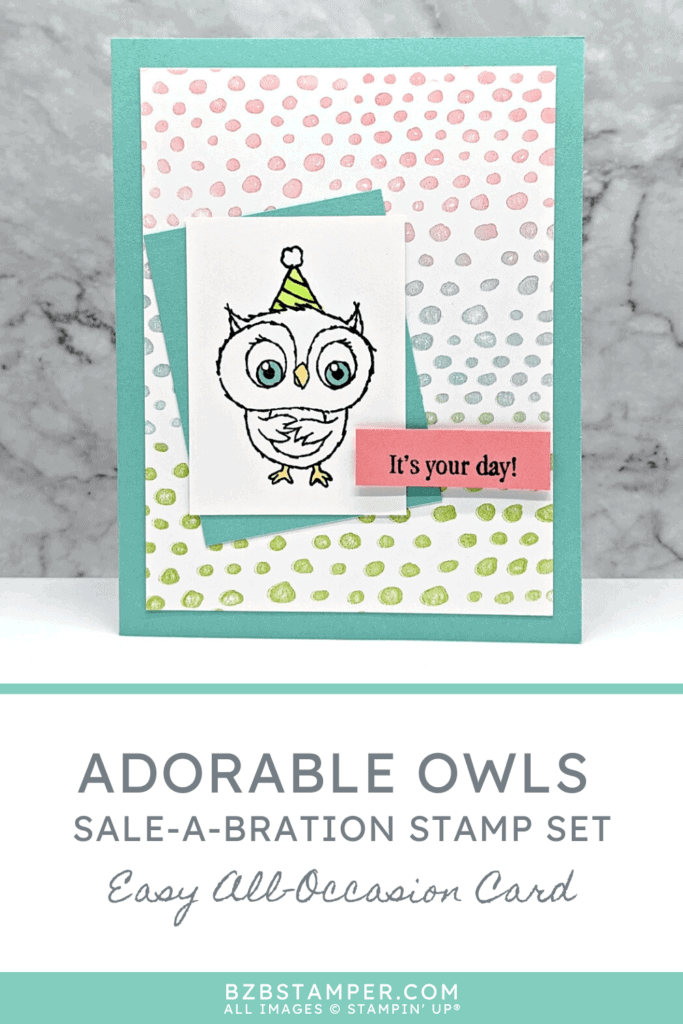 Adorable Owls Birthday Card for All Ages 1 Adorable Owls Birthday Card in blue with a polka dot background
