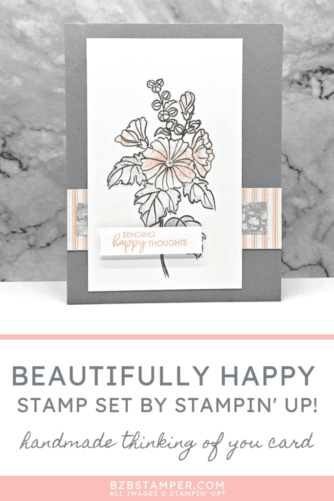 Simple Thinking of You Card for a Friend 1 Simple thinking of you card for a friend in grays and pinks with striped pretty paper background.