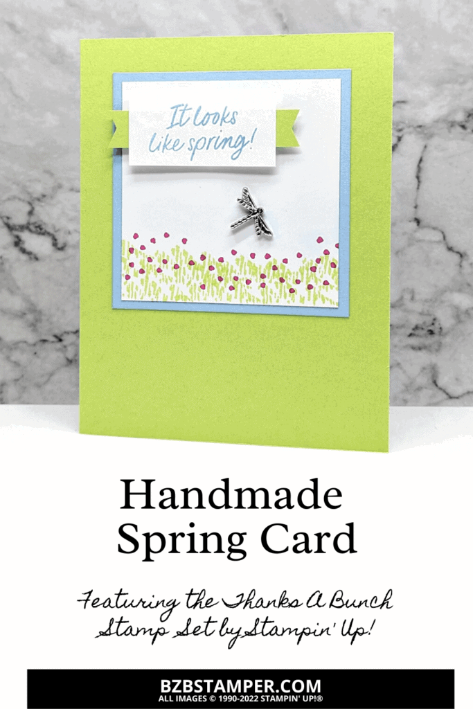 Handmade Spring Card 1 Handmade Spring Card in blue and green with dragonflies.