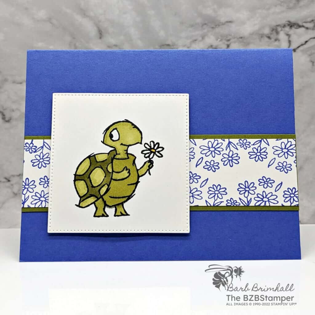 Quick and Easy Handmade Turtle Card 2 021923 stampin up playing in the rain 1