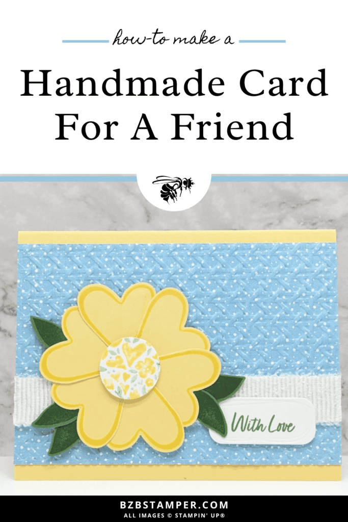 Country Bouquet Stamp Set Handmade Card 1 Stampin' Up! Country Bouquet Stamp Set with yellow flower and pretty papers in blue and green.