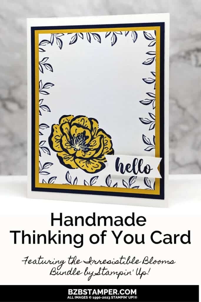 Quick and Easy DIY Floral Card 1 Quick and easy DIY Floral Card using the Irresistible Blooms Stamp Set by Stamping up in Navy Blue and yellow.