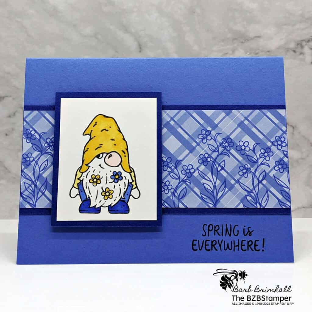 Spring Greetings with a Simple Handmade Gnome Card 3 041023 stampin up friendly gnomes blue
