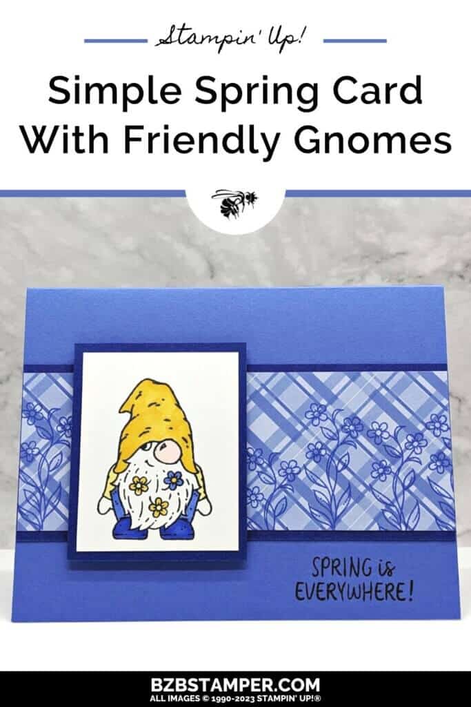 Spring Greetings with a Simple Handmade Gnome Card 1 Simple Spring Card with Friendly Gnomes stamp set in purple and yellow