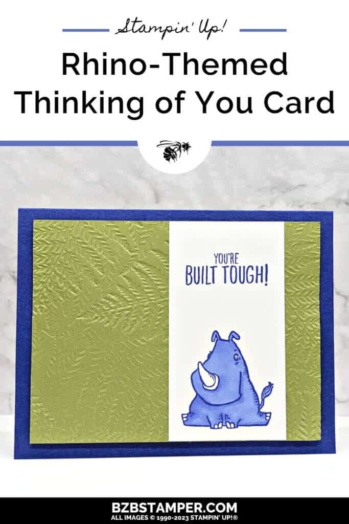 Rhino-Themed Thinking of You Card 1 Rhino-Themed Thinking of You Card in Green and Purple