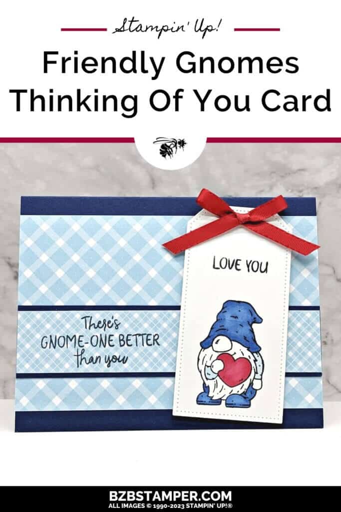 Stampin' Up!'s Whimsical Friendly Gnomes Set 1 Stampin' Up!'s Whimsical Friendly Gnomes Set in Navy and red heart with pretty blue paper