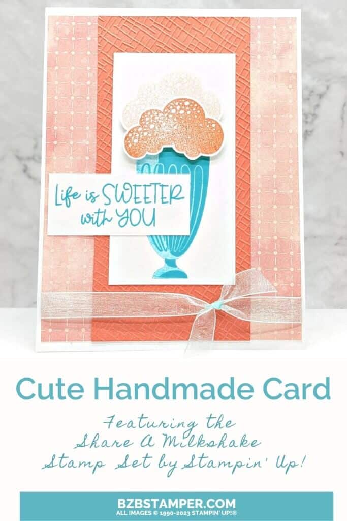 Share A Milkshake Bundle by Stampin' Up! 1 Share A Milkshake Bundle by Stampin' Up! featuring a glass of ice cream in pinks and blues with pretty paper.