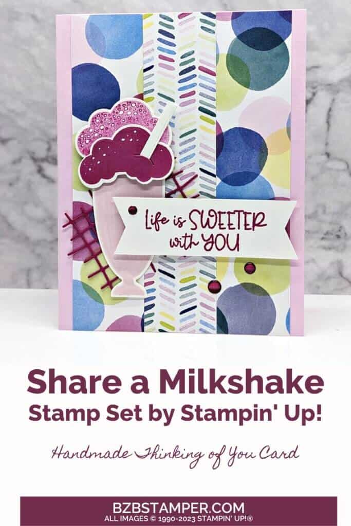Whip Up Some Fun: Share A Milkshake Stamp Set & Dies 1 Share A Milkshake Stamp Set & Dies by Stampin' Up! featuring pretty paper and a mlikshake with a straw.