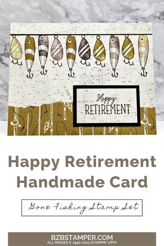 Happy Retirement Handmade Card 1 Happy Retirement Handmade Card in browns and yellows using the Gone Fishing Stamp Set by Stampin' Up!