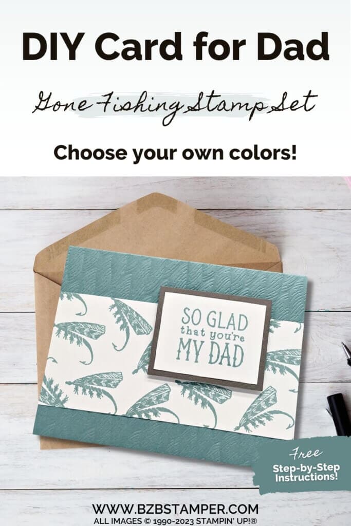 Father's Day Card for the Fishing Enthusiast 15 Handmade Father's Day Card in blues using the Gone Fishing Stamp Set by Stampin' Up!