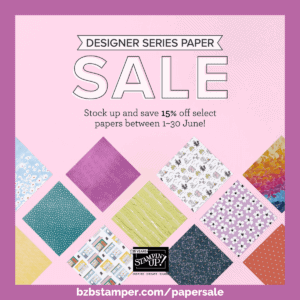 Save Big on Stampin' Up! Designer Series Paper! 12 Stampin' Up! Designer Series Paper Sale graphic in various shades of pink with pictures of the papers on the graphic.