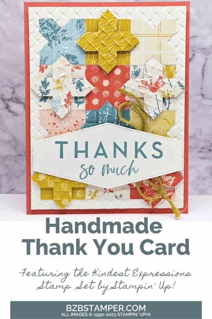 Kindest Expressions Thank You Card 1 Kindest Expressions Thank You Card with punched pieces in oranges, yellows and blues.