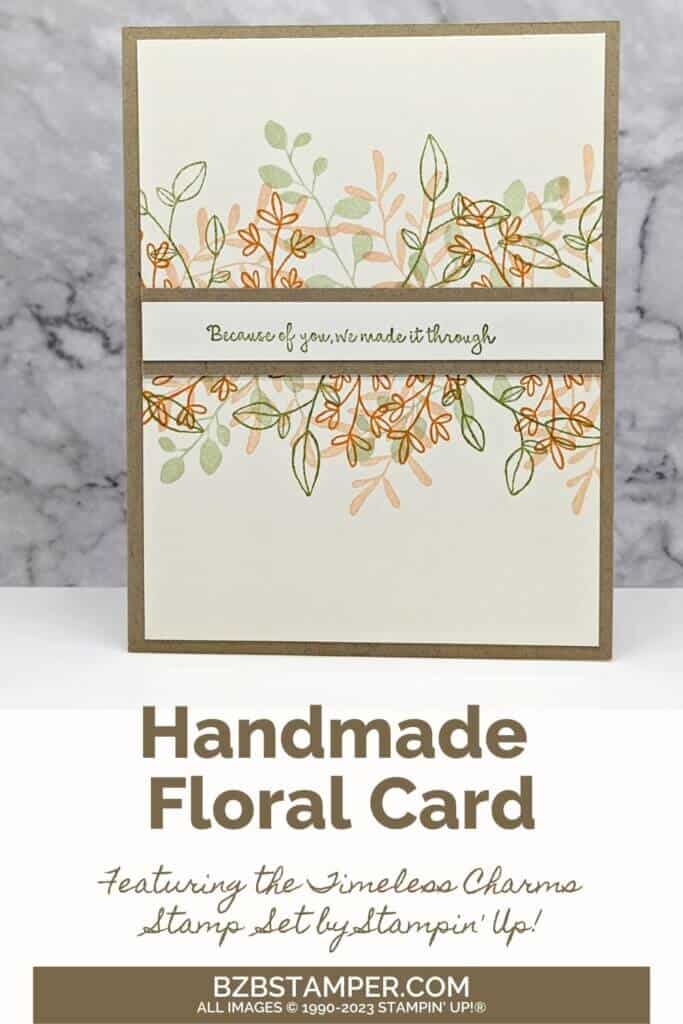 Timeless Charm Card Tutorial 4 Timeless Charm Card Tutorial featuring a simple card in oranges and greens with an all-occasion sentiment.