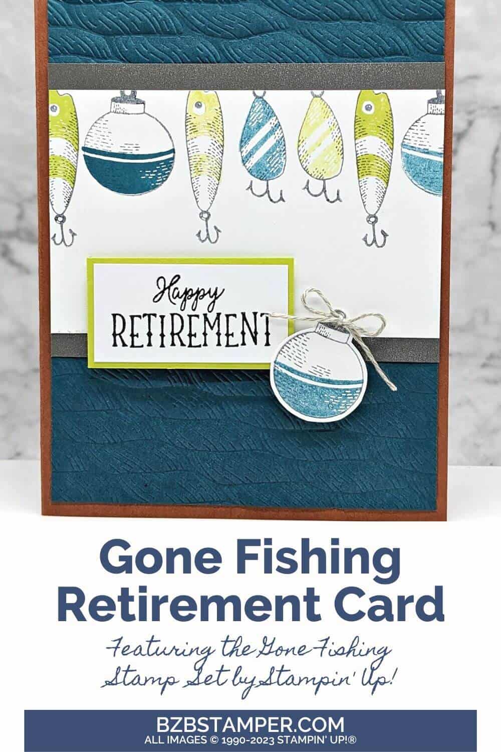 Handmade Card Idea Featuring Gone Fishing Stamp Set 4 Handmade Card Idea featuring Gone Fishing Stamp Set in browns, blues and bright green.