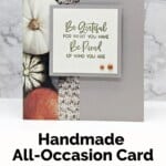 The So Sincere Stamp Set by Stampin' Up! with pretty paper featuring pumpkins.
