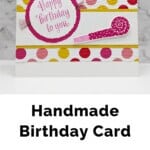 Year To Celebrate Stamp Set by Stampin' Up! in blues, yellow and pink with a Happy Birthday sentiment and party blower image.
