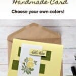 Handmade Card using the Softly Sophisticated Stamp Set in yellow and green with Hello There sentiment and yellow flower.