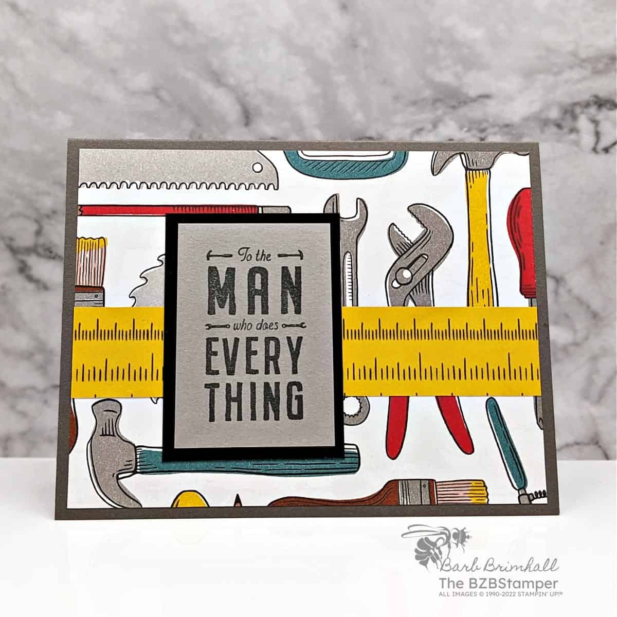 Handmade Card Ideas for Men featuring tools and a tape measure