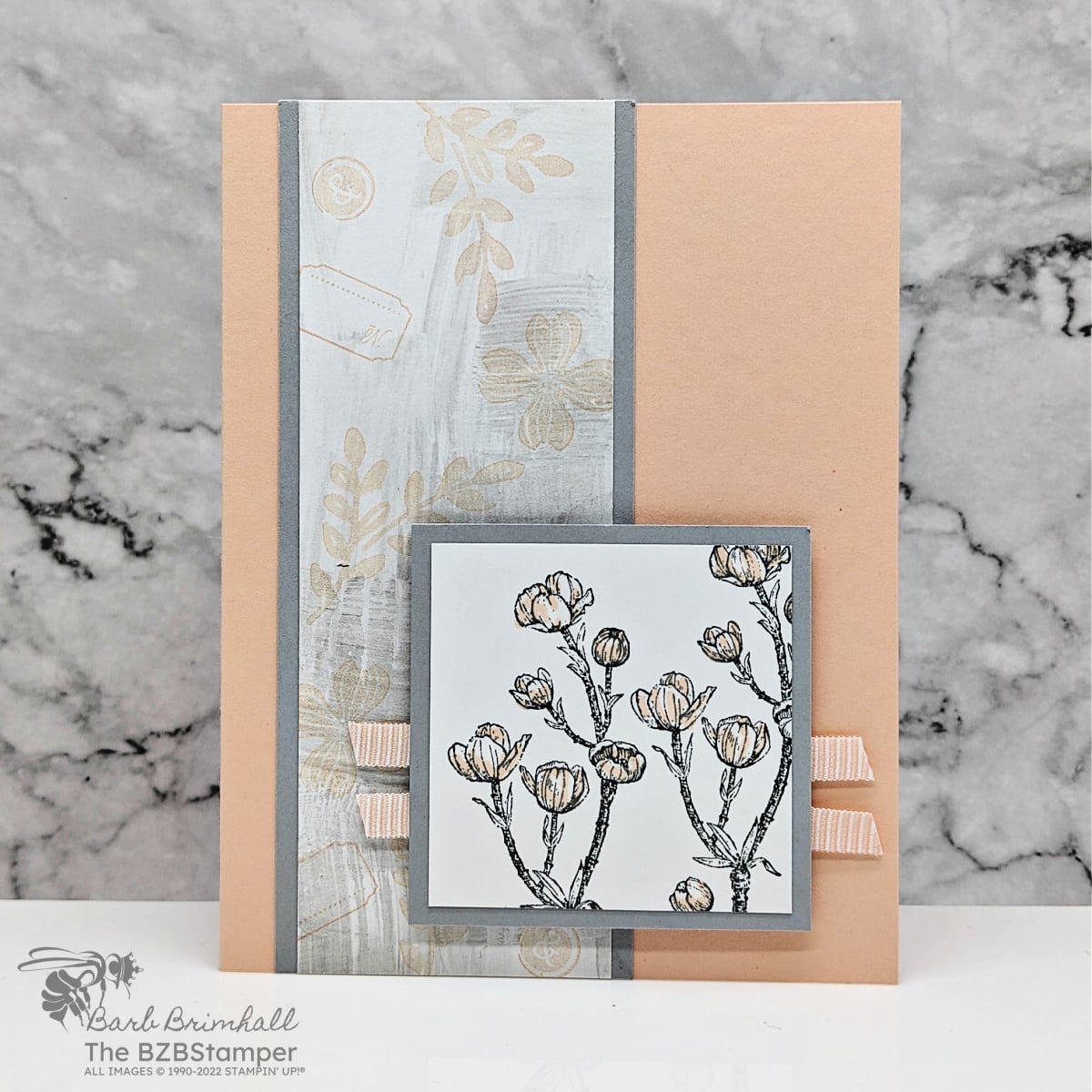 Elegant Yet Simple Handmade Dogwood Card 1 Elegant Yet Simple Handmade Dogwood Card in peach and gray. No sentiment on the card.